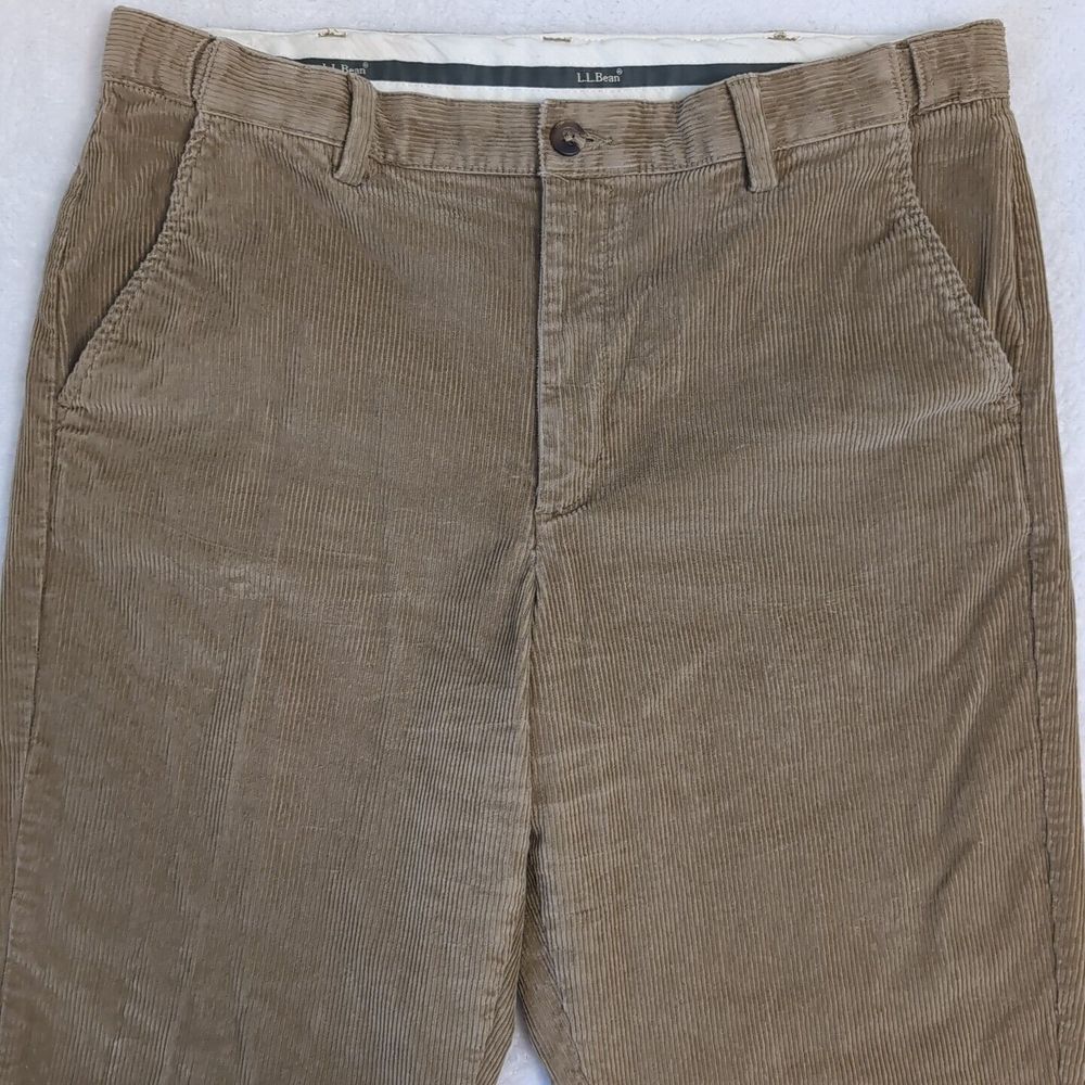 VTG LL Bean Pants Mens 36x32 Beige Corduroy Comfort Waist Stretch Preppy 90s Y2k